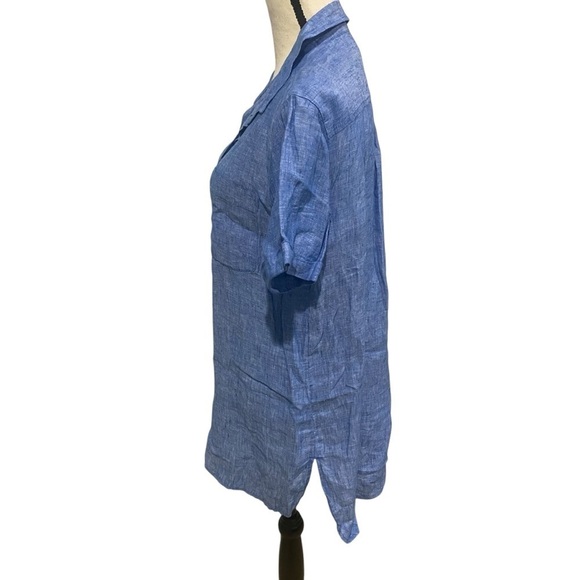 Christian Siriano 100% Linen Button-down Shirt Dress Blue Sz Medium Blue - Picture 4 of 10